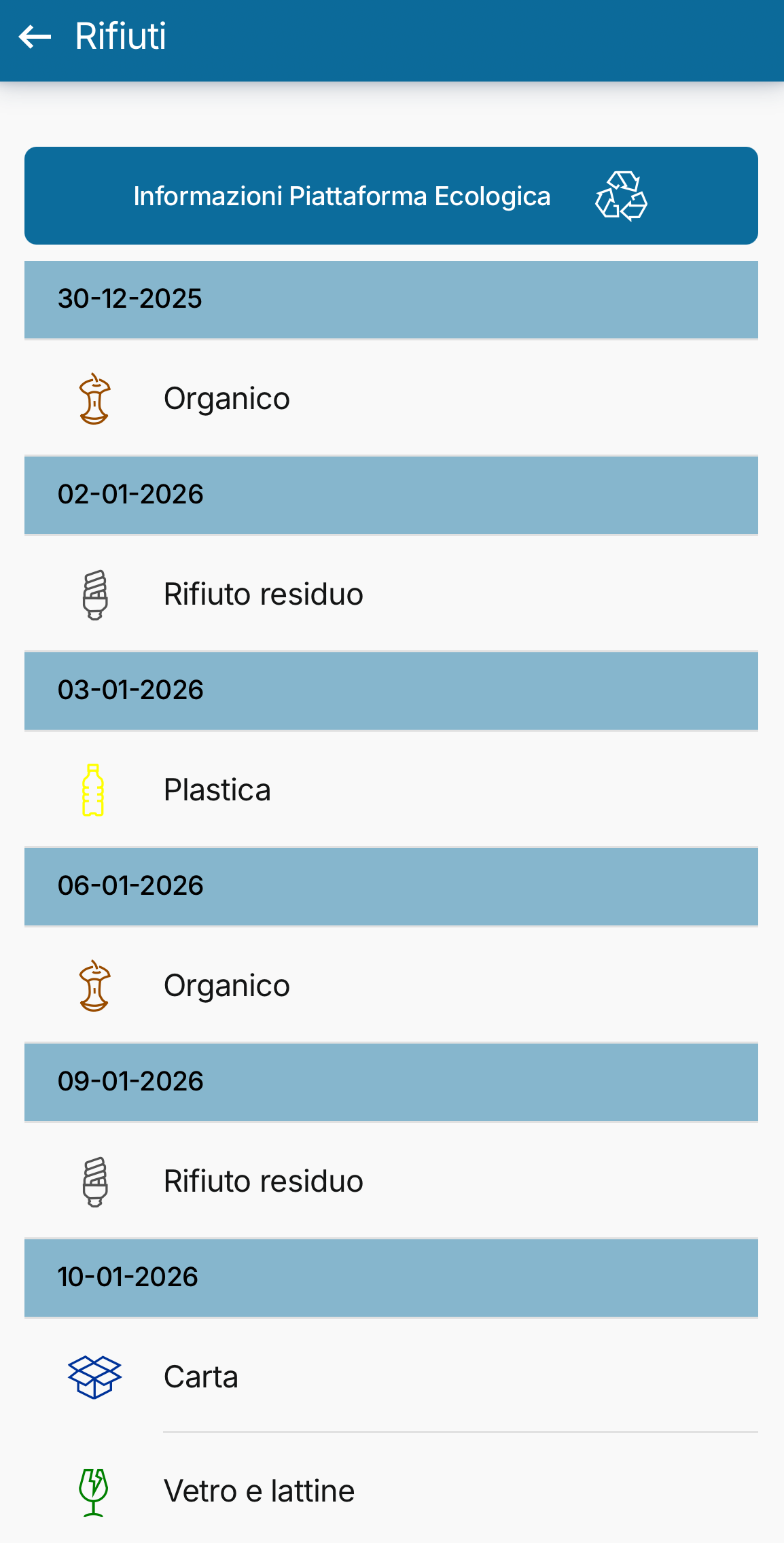 Consulta il calendario della raccolta domiciliare