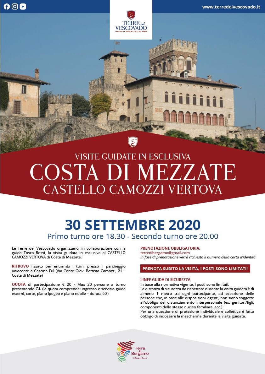 Terza visita con ingresso guidato da Tosca Rossi al Castello Camozzi Vertova, mercoledì 30 settembre, ore 18:30 (primo turno) e 20:00 (secondo turno)