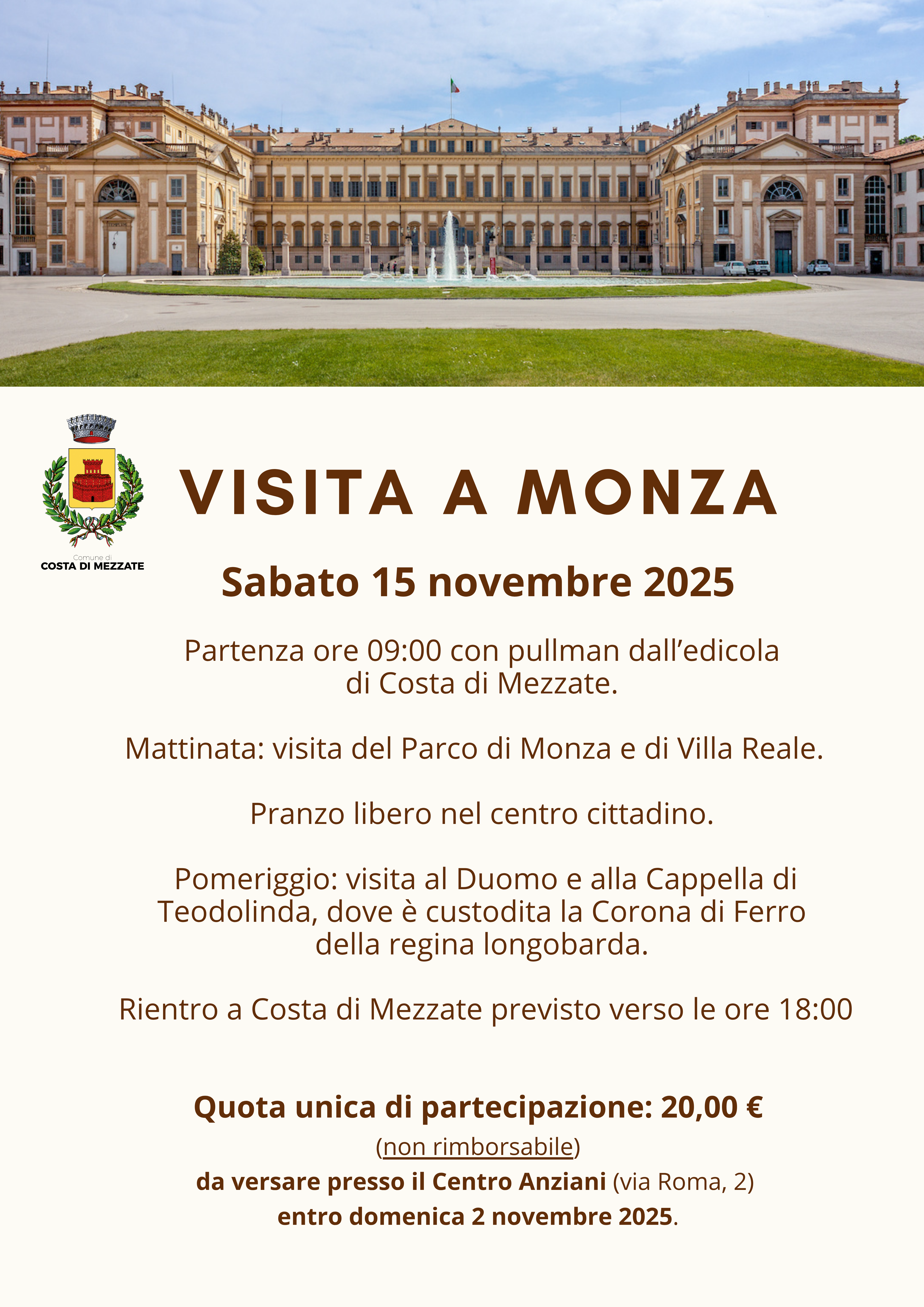 Viaggio a Monza - Sabato 15 novembre 2025 dalle 09:00 alle 18:00