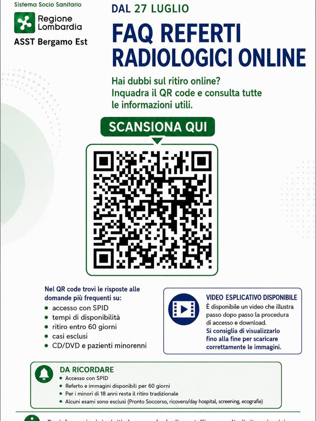 Referti radiologici online - Consulta le FAQ